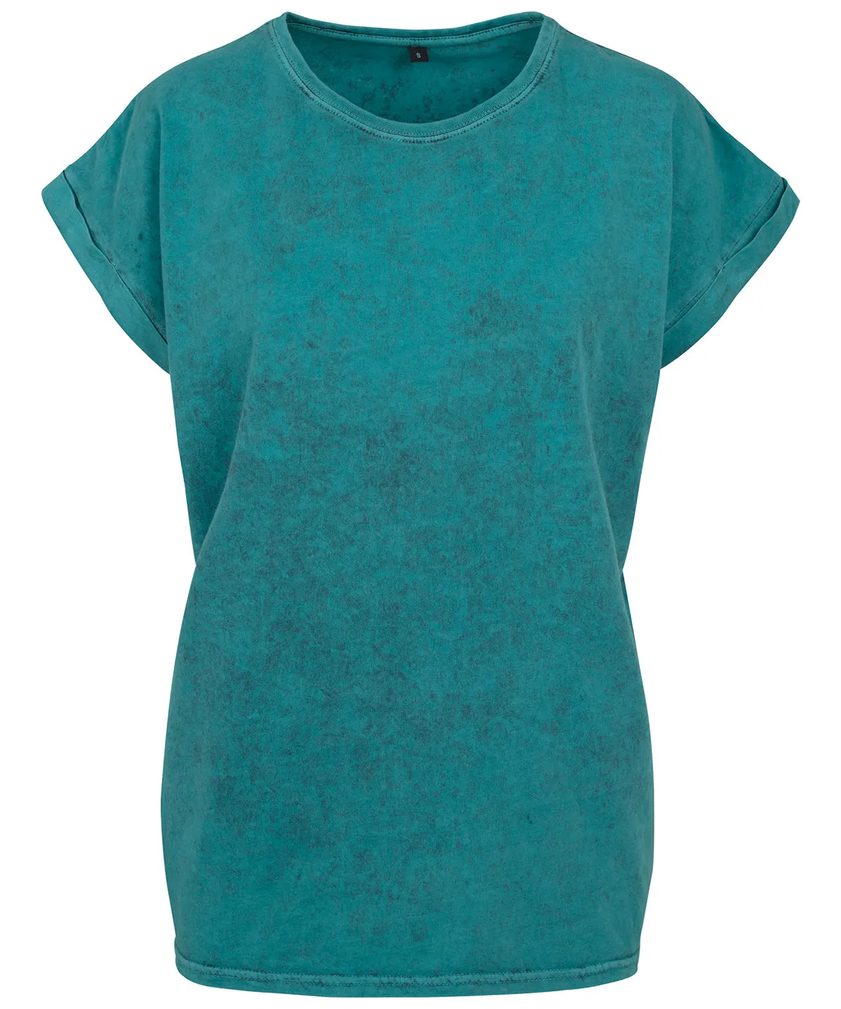 Teal/Black - Women's acid washed extended shoulder tee