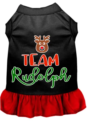 Team Rudolph Screen Print Dog Dress Black With Red Xxl