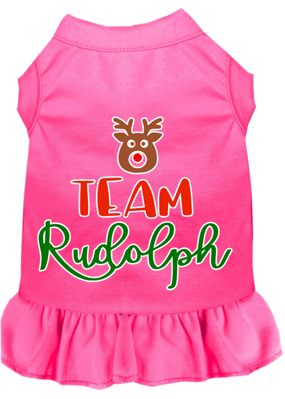 Team Rudolph Screen Print Dog Dress Bright Pink Xxxl