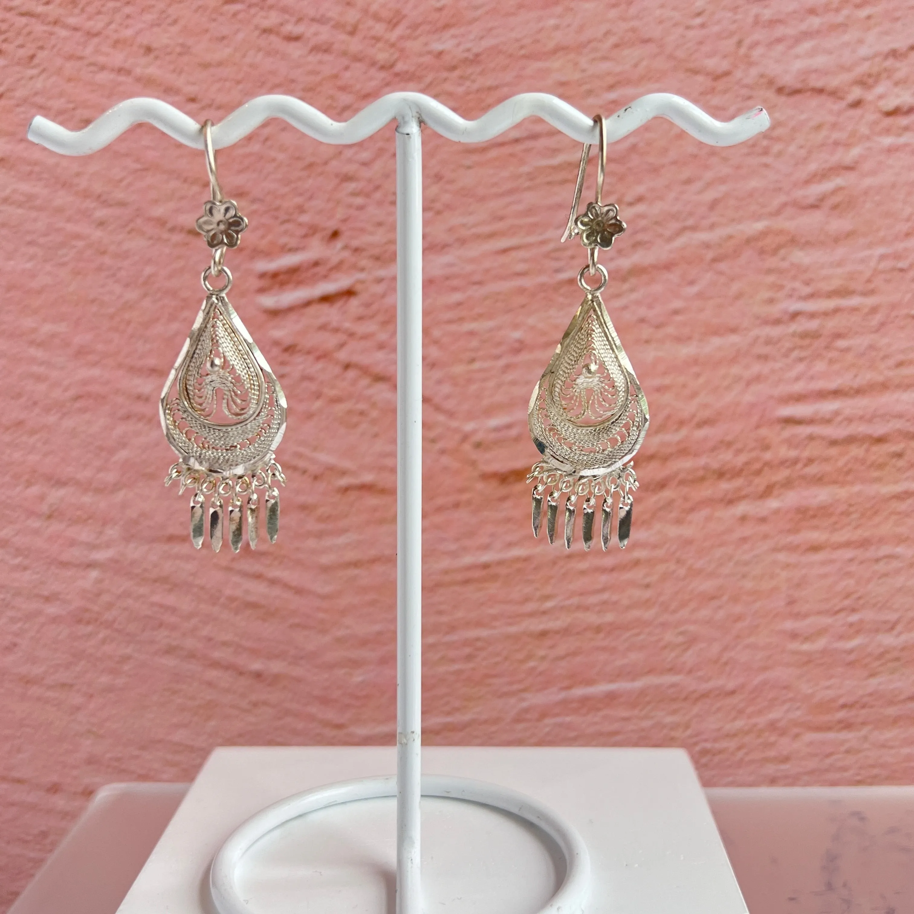 Teardrop Filigree Earrings - Medium