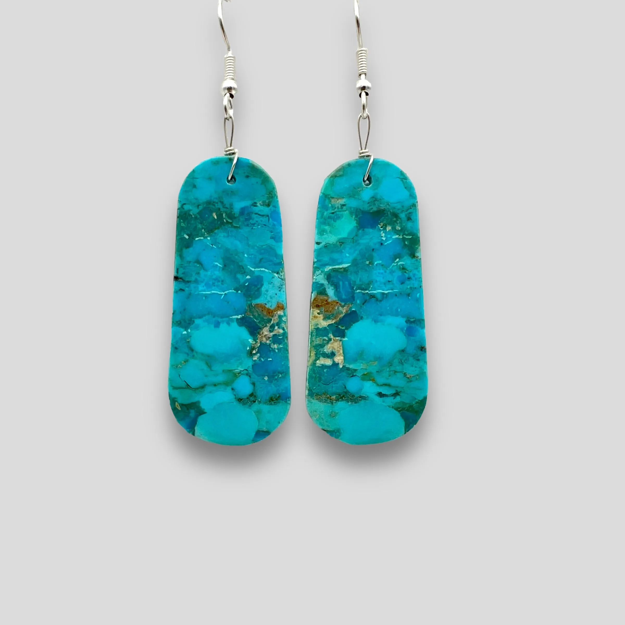 Teardrop Turquoise and Sterling Silver Earrings