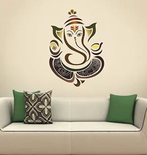 Techgifti™ Colourful Ganesha Wall Sticker Standard Size - 50cm X 69cm Color - Multicolor