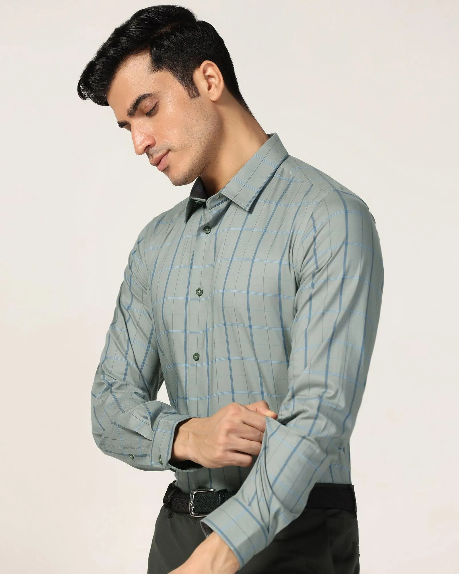 TechPro Formal Olive Check Shirt - Pulse