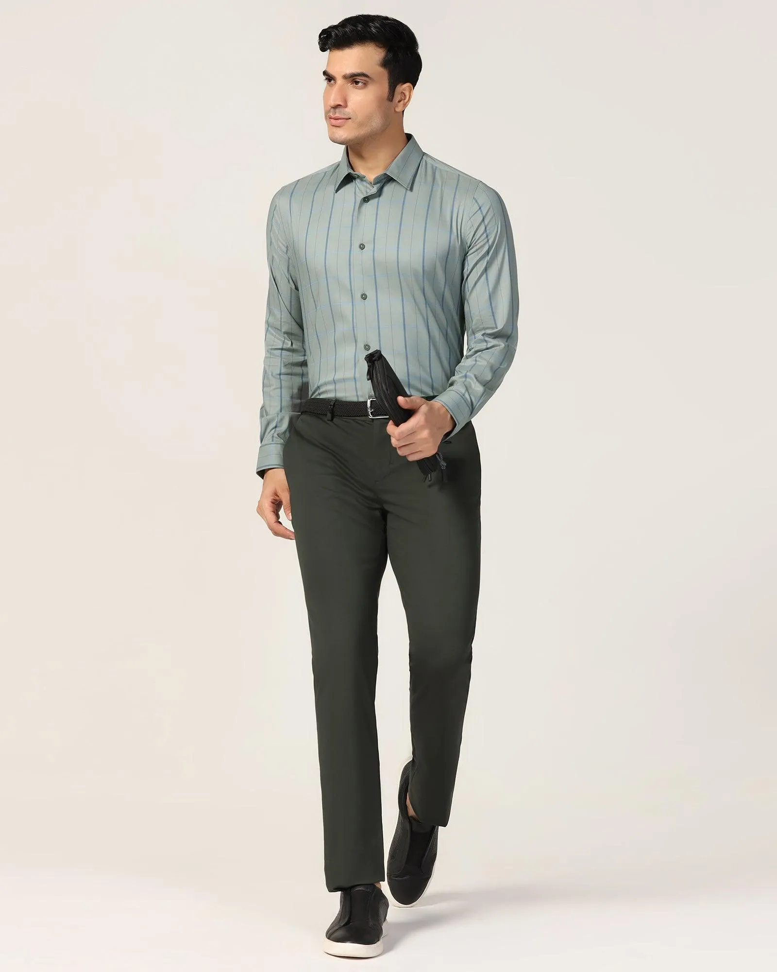 TechPro Formal Olive Check Shirt - Pulse