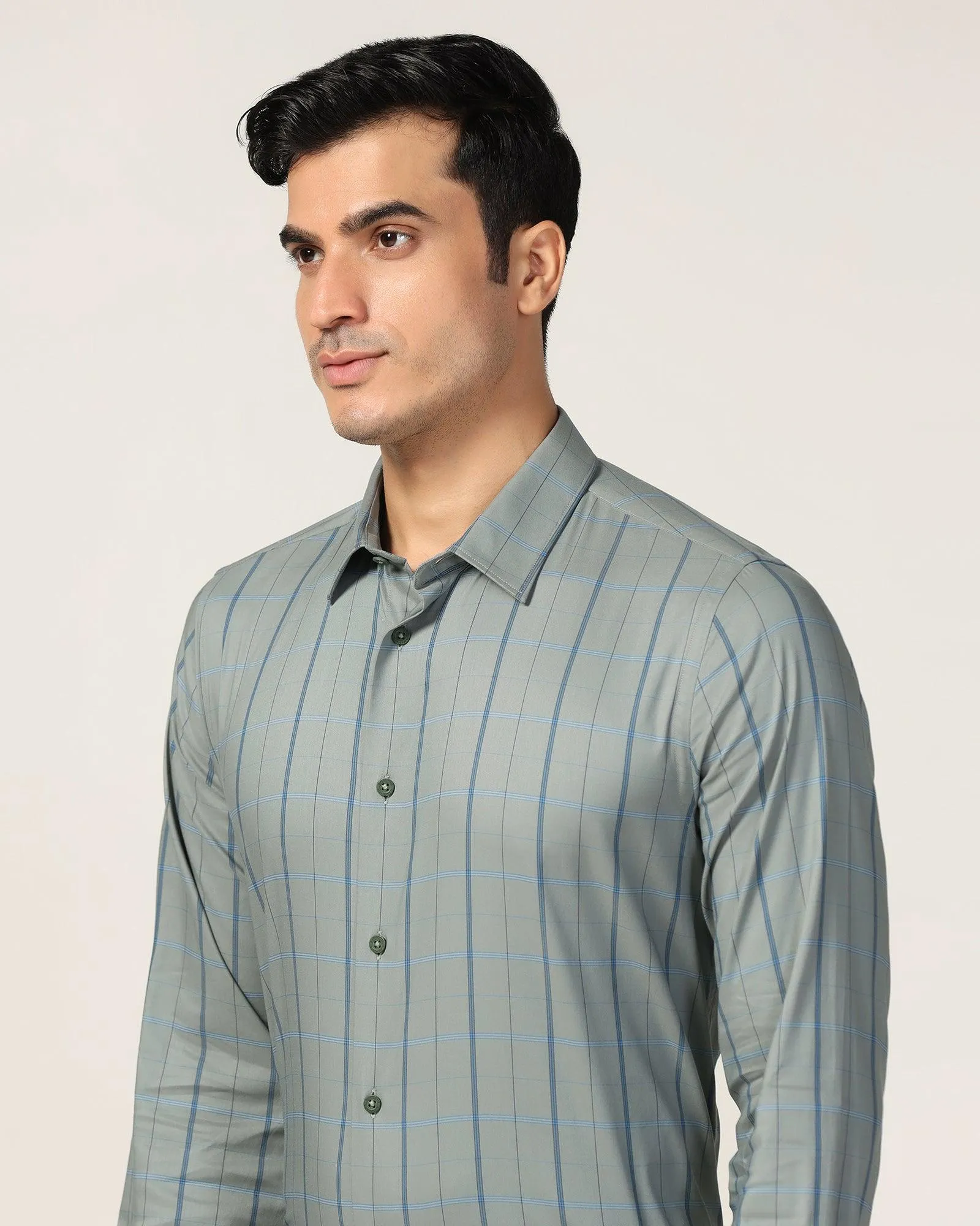 TechPro Formal Olive Check Shirt - Pulse