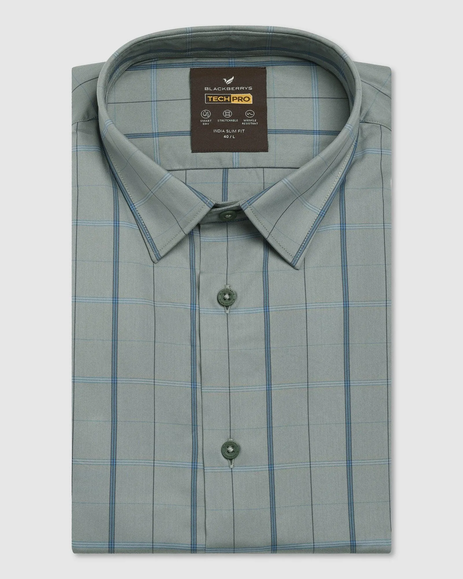 TechPro Formal Olive Check Shirt - Pulse