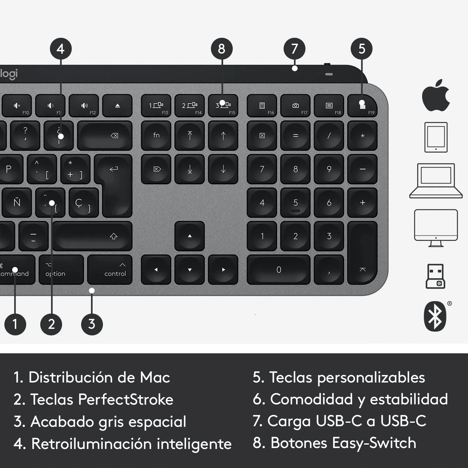 Teclado Bluetooth MX Keys de Logitech