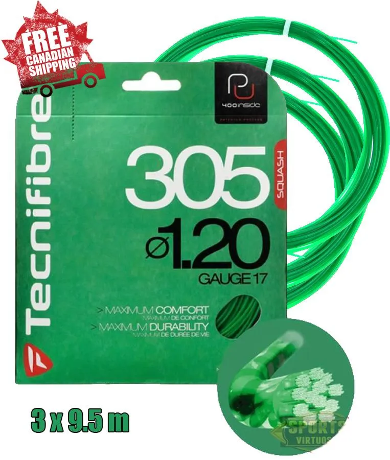 Tecnifibre 305 SPL 17g 1.20 MM  3 Cut Length Squash String Sets