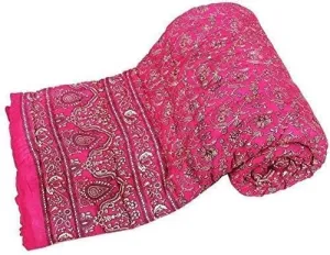 TEEJA Reversible Jaipuri razai for Winter Single Double Bed Pure Cotton Jaipuri razai Double Bed Jaipuri razai Double Bed for Winter Printed (Pink DAI, Double Bed)