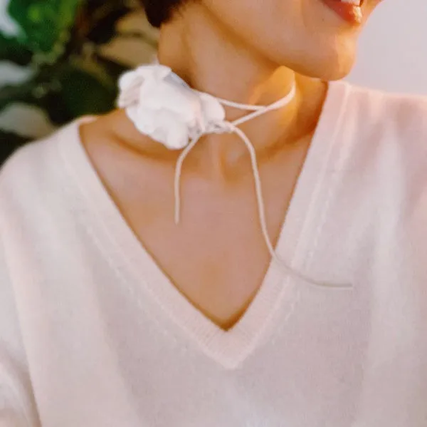 TEEK - Chiffon Petals Rosette Tie necklace