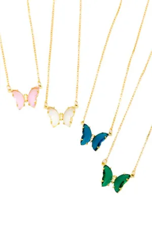 TEEK - GEM STONE BUTTERFLY NECKLACE