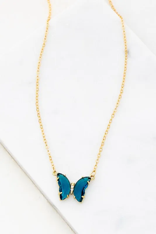 TEEK - GEM STONE BUTTERFLY NECKLACE