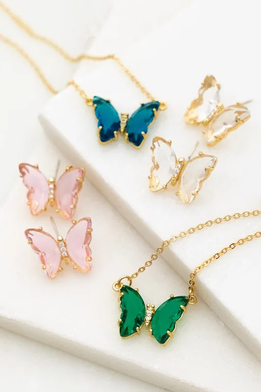 TEEK - GEM STONE BUTTERFLY NECKLACE