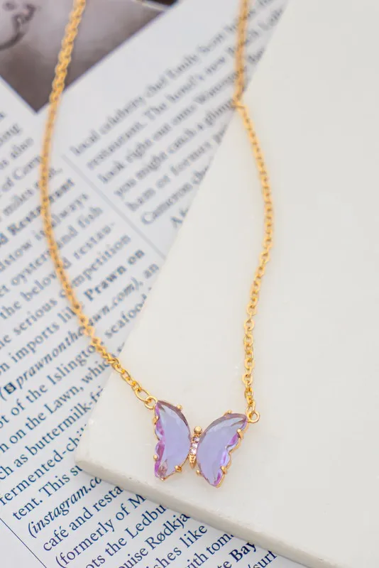 TEEK - GEM STONE BUTTERFLY NECKLACE