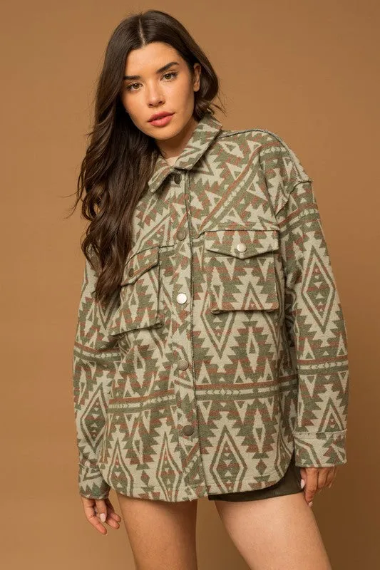 TEEK - Olive 3D Pocket Aztec Shacket