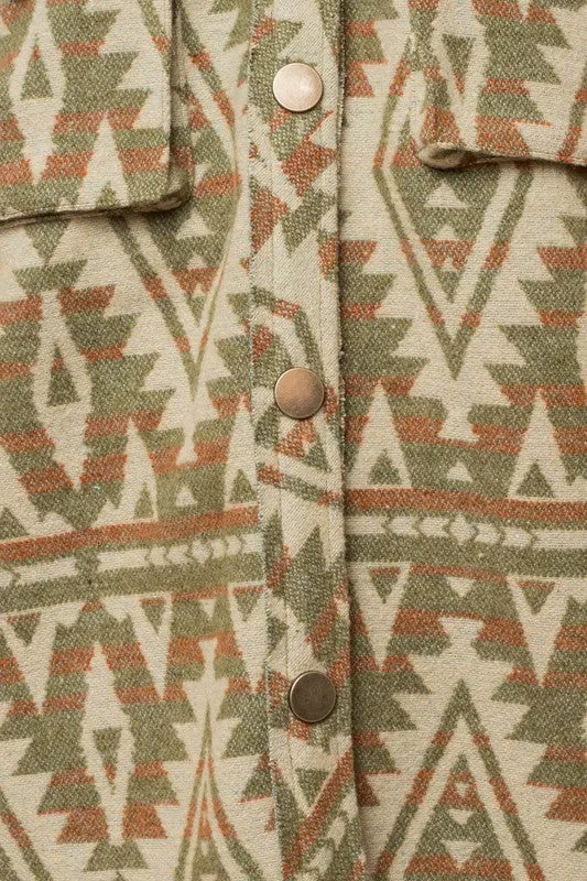 TEEK - Olive 3D Pocket Aztec Shacket