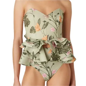 TEEK - Ruffled Floral Split Swimwear