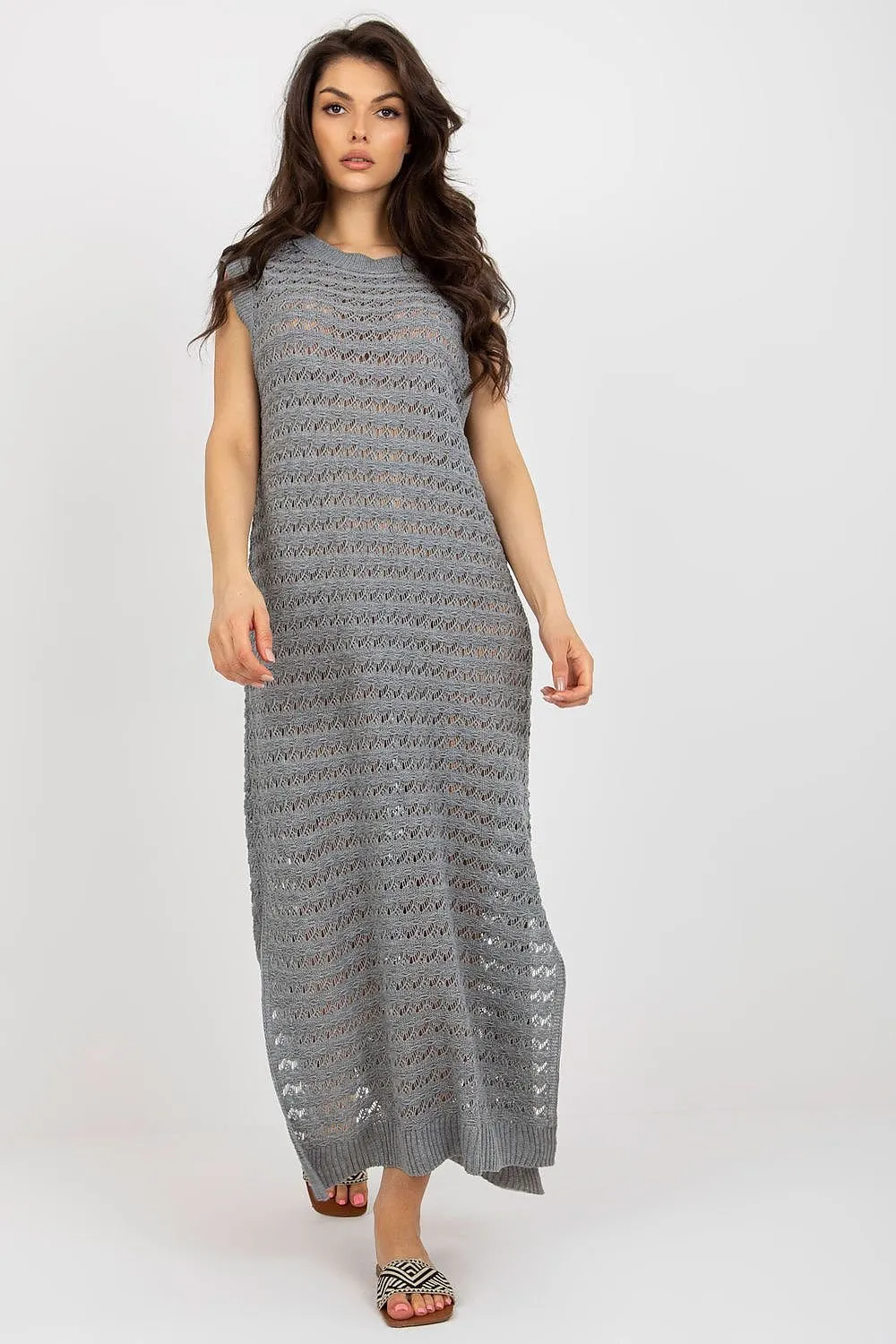 TEEK - Sleeveless Mesh Side Slits Beach Dress