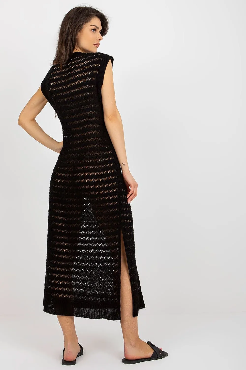 TEEK - Sleeveless Mesh Side Slits Beach Dress