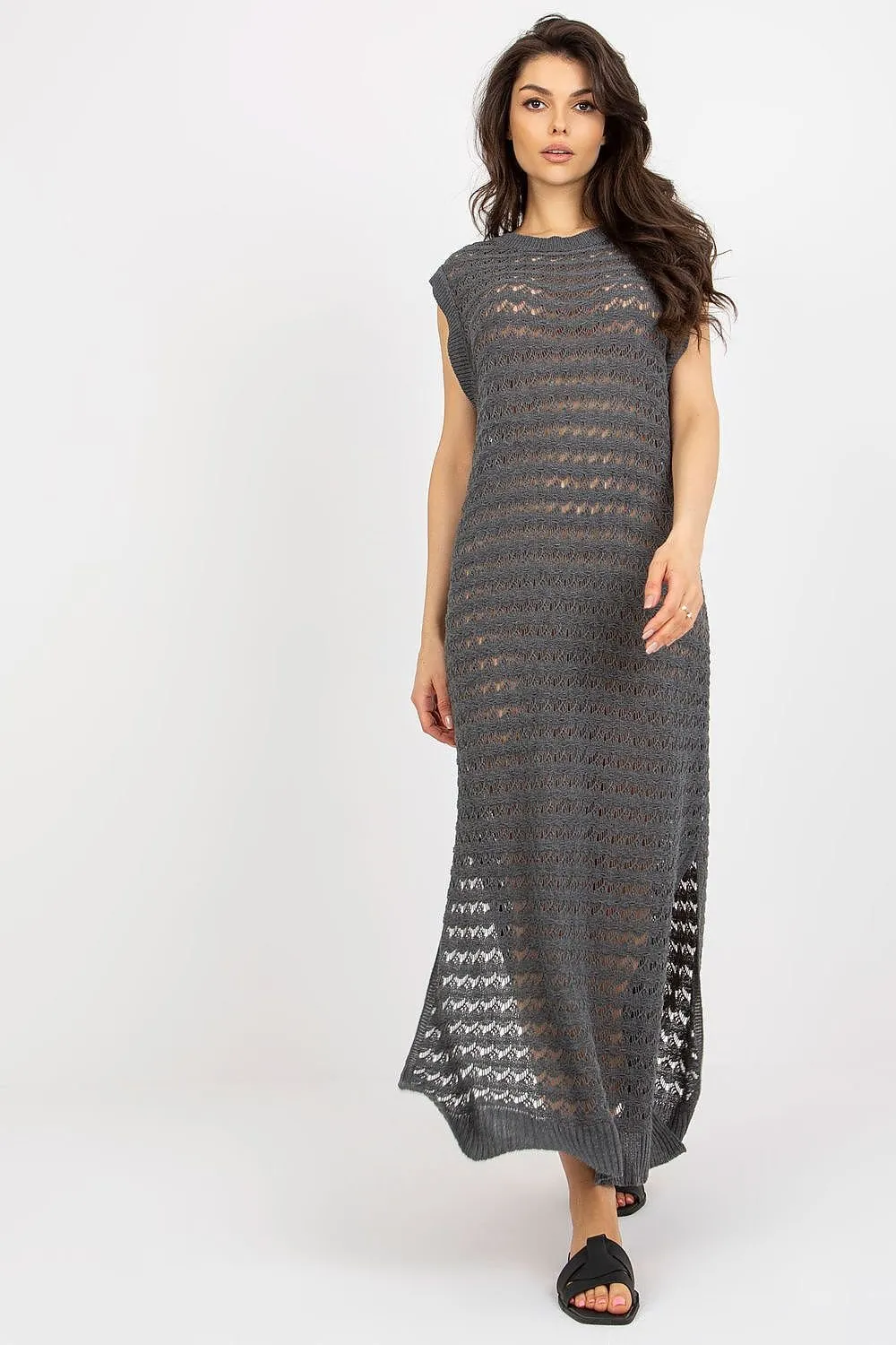 TEEK - Sleeveless Mesh Side Slits Beach Dress