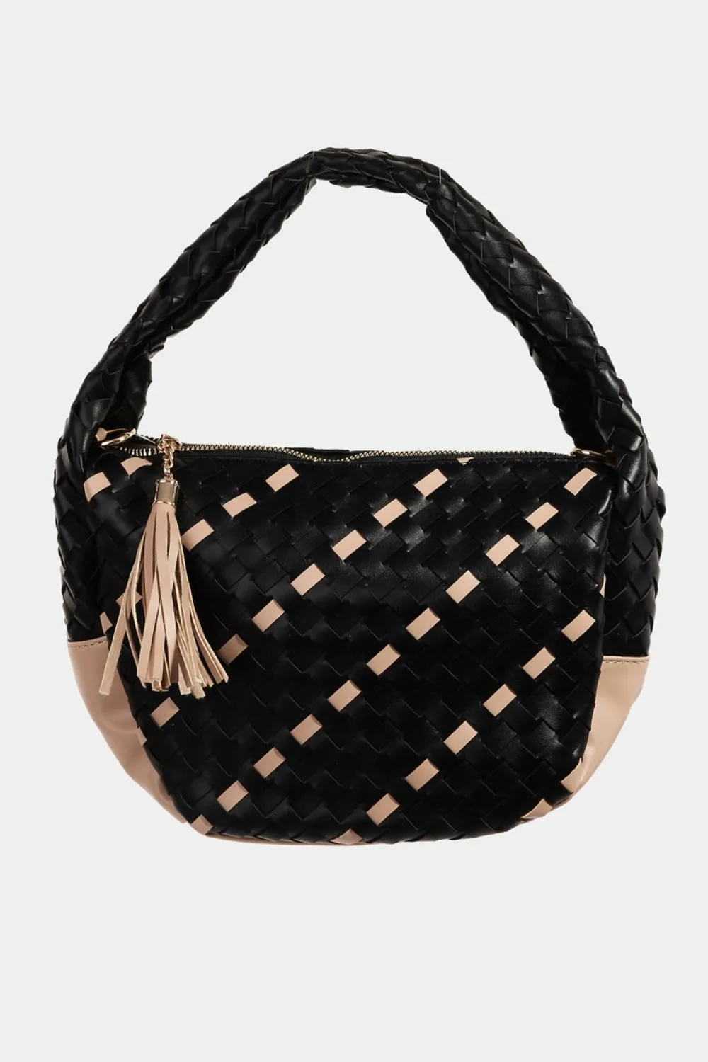 TEEK - Tassel Detail Weave Semi Circle Bag