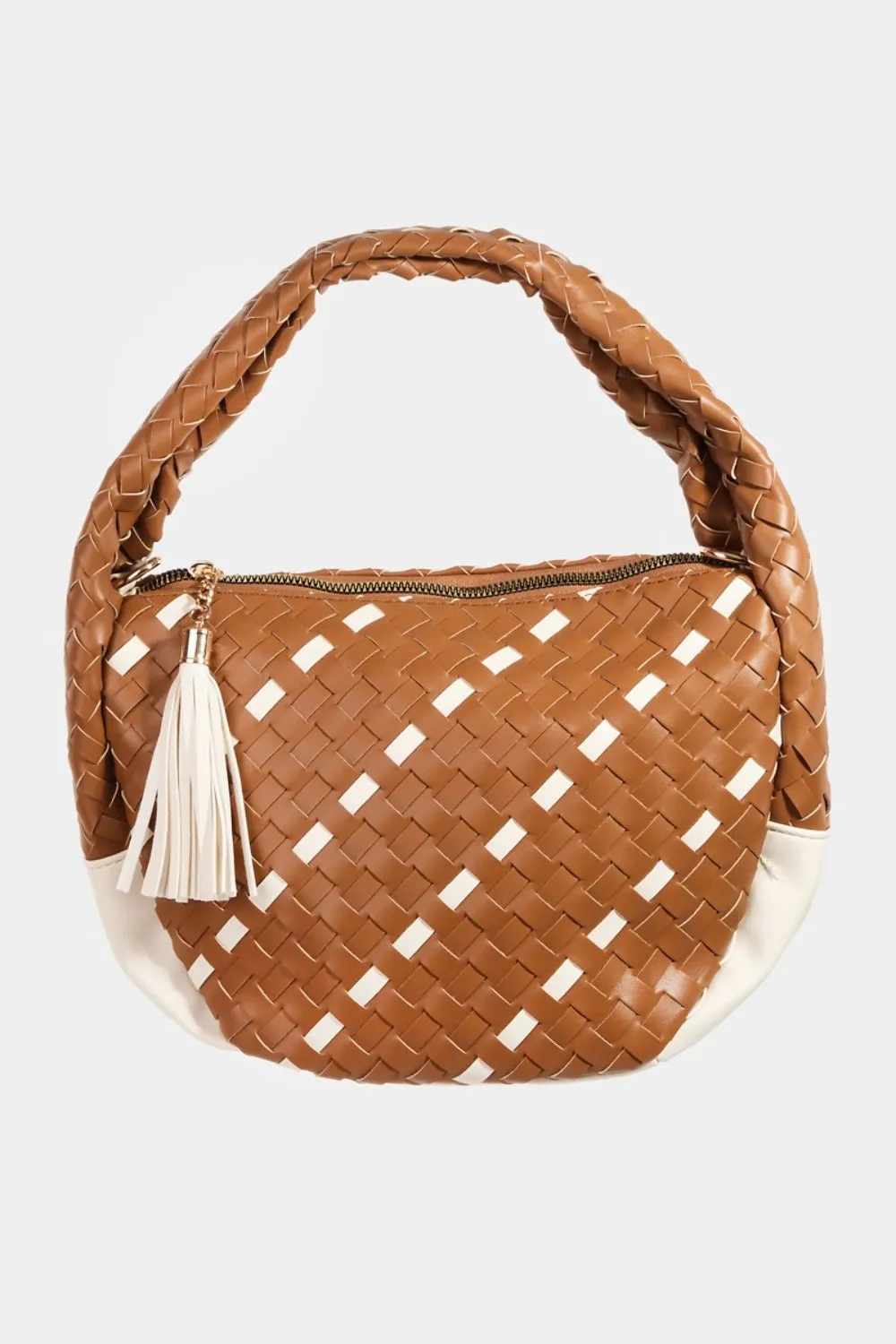 TEEK - Tassel Detail Weave Semi Circle Bag