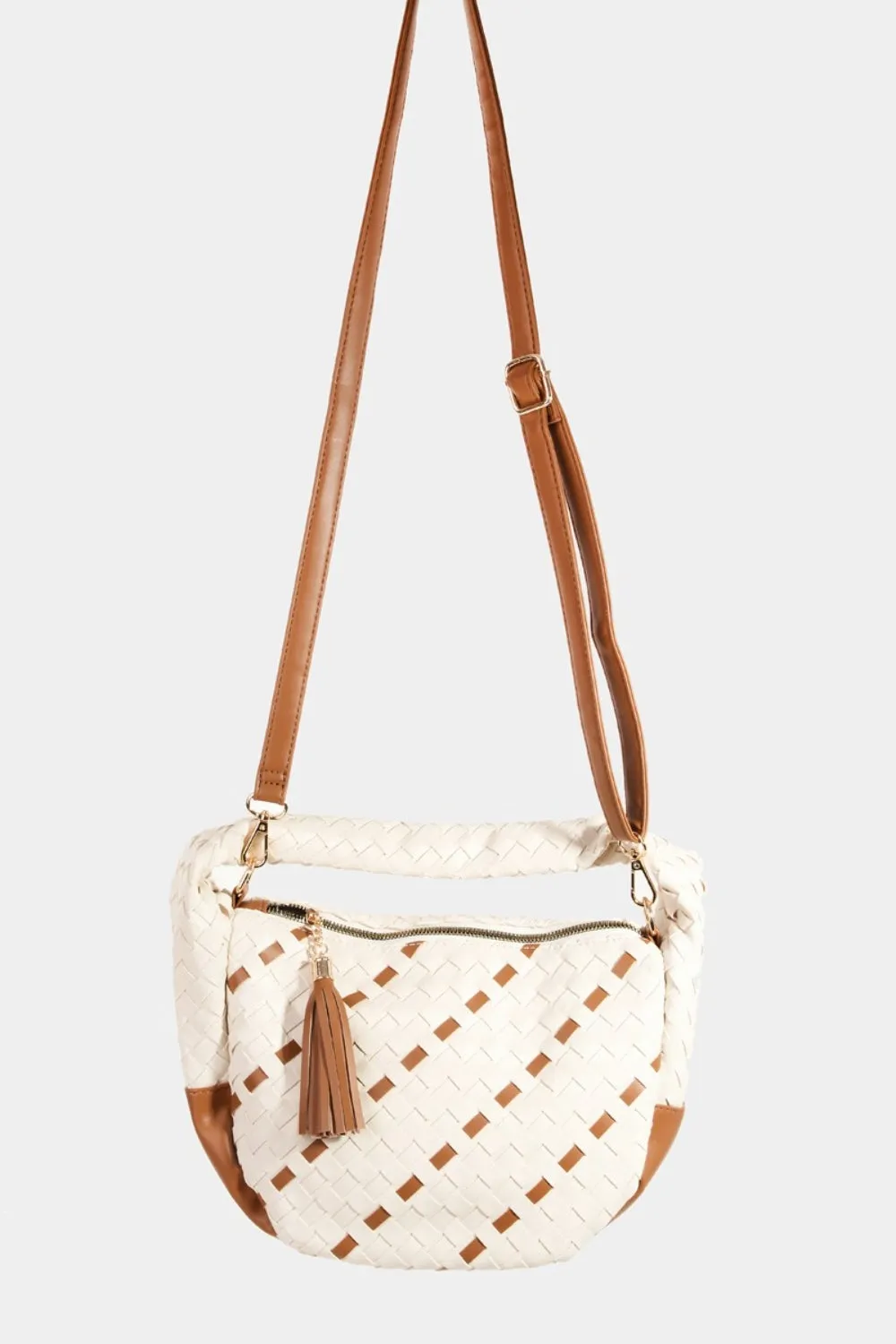 TEEK - Tassel Detail Weave Semi Circle Bag