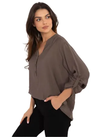 TEEK - Thin V-Neck Pinned Sleeve Blouse