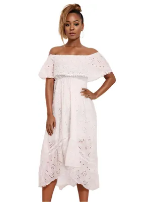 TEEK - White Bohemian Lace Long Off-Shoulder