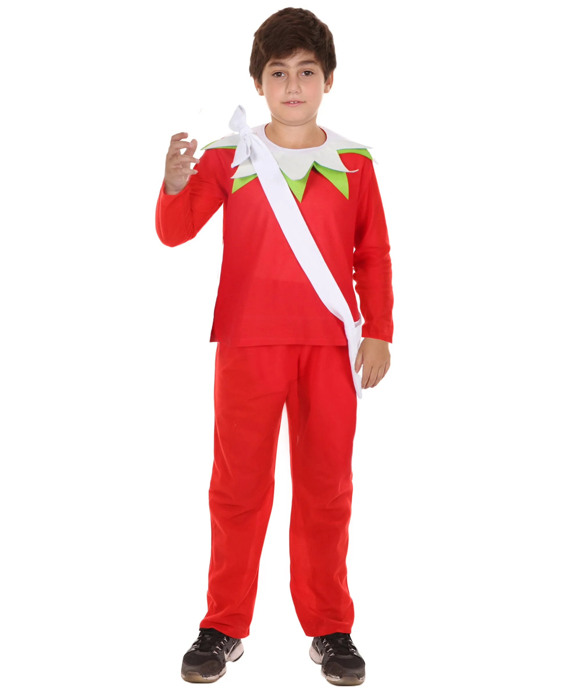 Teens Christmas Costume for Santa's Sidekick Red Costume with Bag| Perfect for Halloween & Christmas Events| Flame-retardant Synthetic Fabric