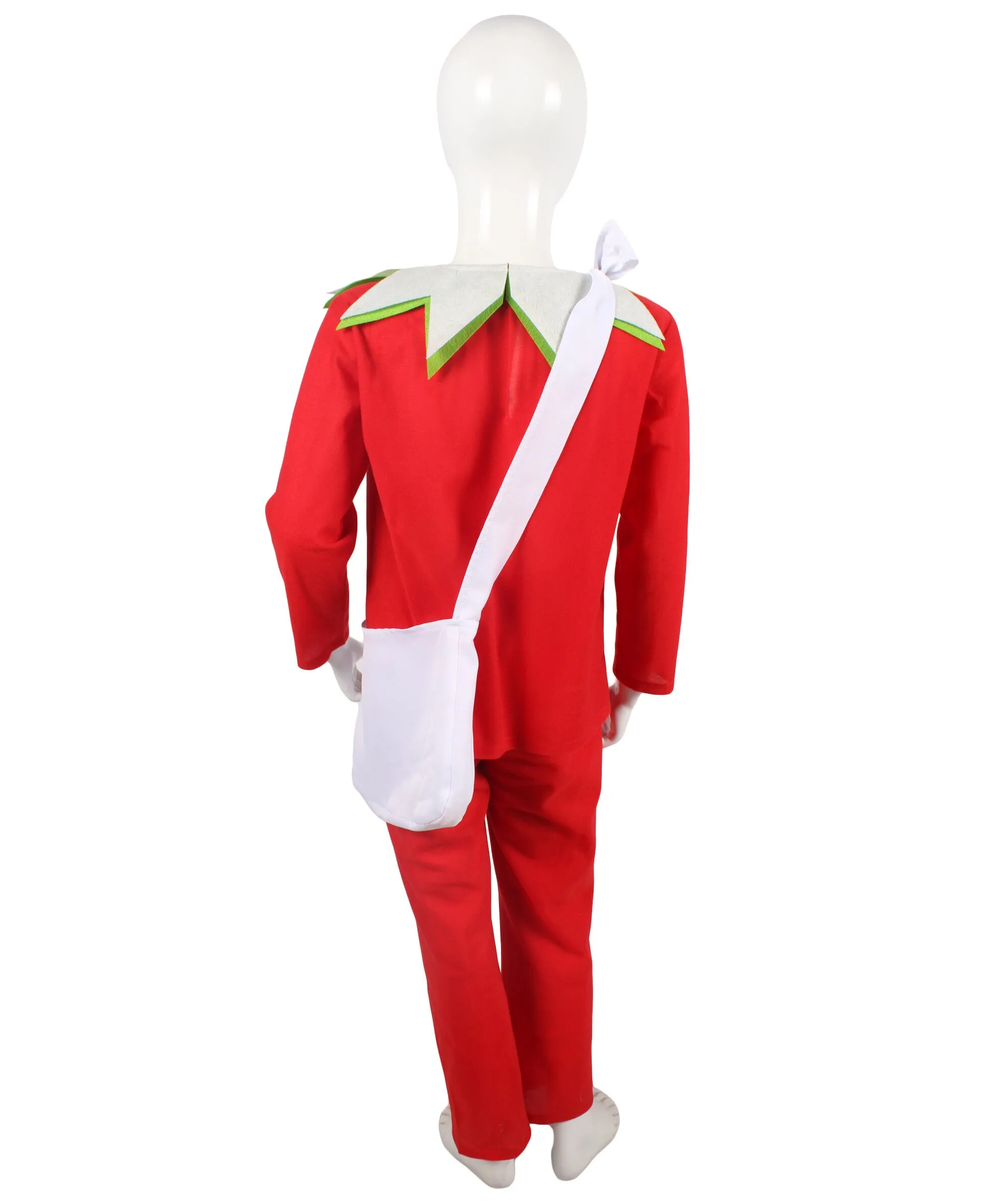 Teens Christmas Costume for Santa's Sidekick Red Costume with Bag| Perfect for Halloween & Christmas Events| Flame-retardant Synthetic Fabric