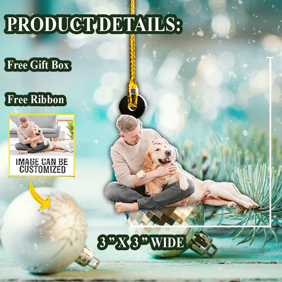 Teesdily | 1st Christmas Photo Ornament Xmas Picture Ornaments Custom Christmas Ornament With Photo 2 Sided Personalized Photo Ornaments Gifts