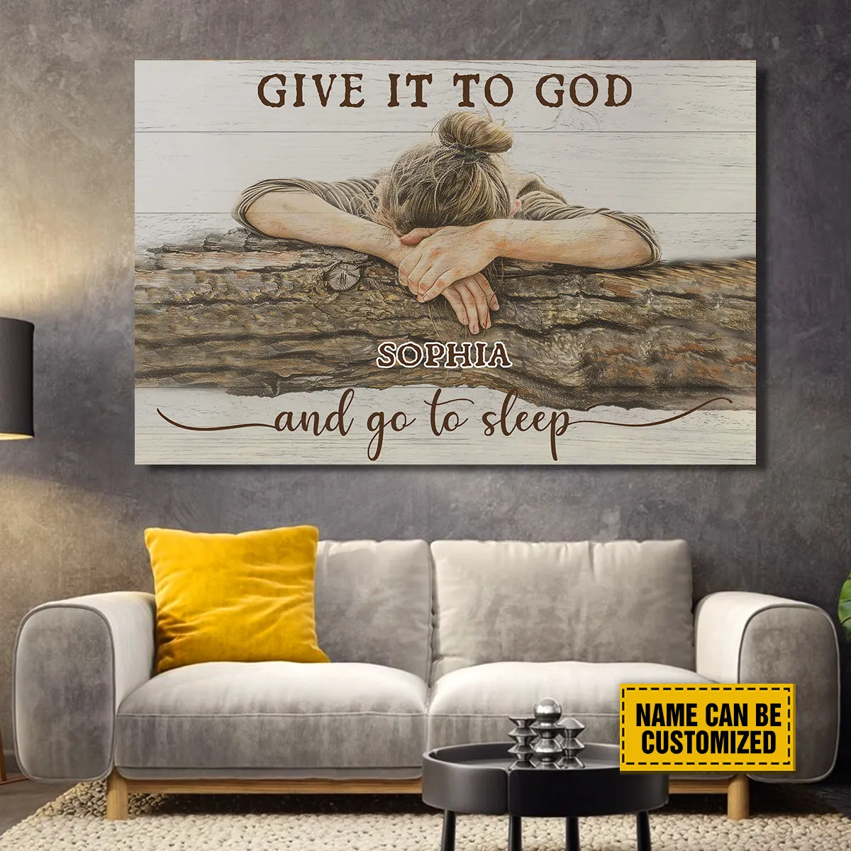 Teesdily | Customized Sleeping Girl Jesus Christ Poster, Give It To God And Go To Sleep Canvas Art, Jesus Lover Xmas Gift