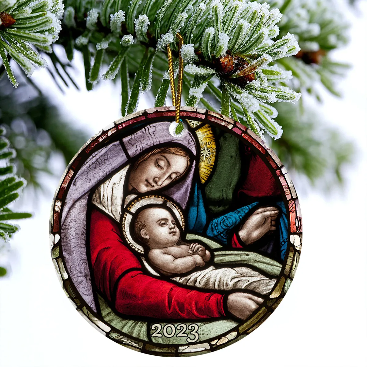 Teesdily | Mary And Jesus Christmas Interior Accessories For Auto Christian Rearview Mirror Charms God Believer Holy Gifts