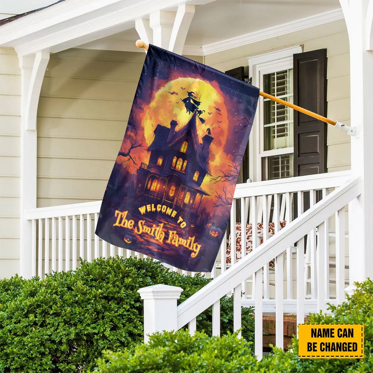 Teesdily | Personalized Halloween Garden Flag Design, Welcome To My Family Halloween Party House Flag, Gifts For Holiday