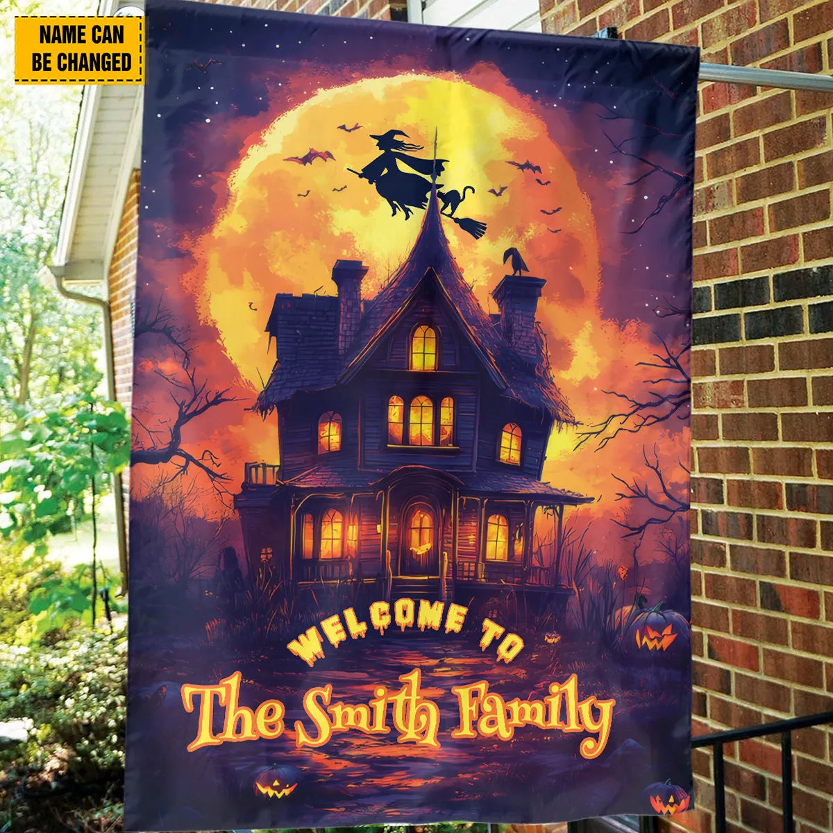 Teesdily | Personalized Halloween Garden Flag Design, Welcome To My Family Halloween Party House Flag, Gifts For Holiday