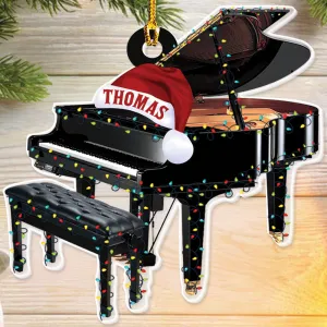 Teesdily | Personalized Piano Christmas Ornament, Music Christmas Ornament, Piano Player Musician Ornament, Piano Lovers Gift