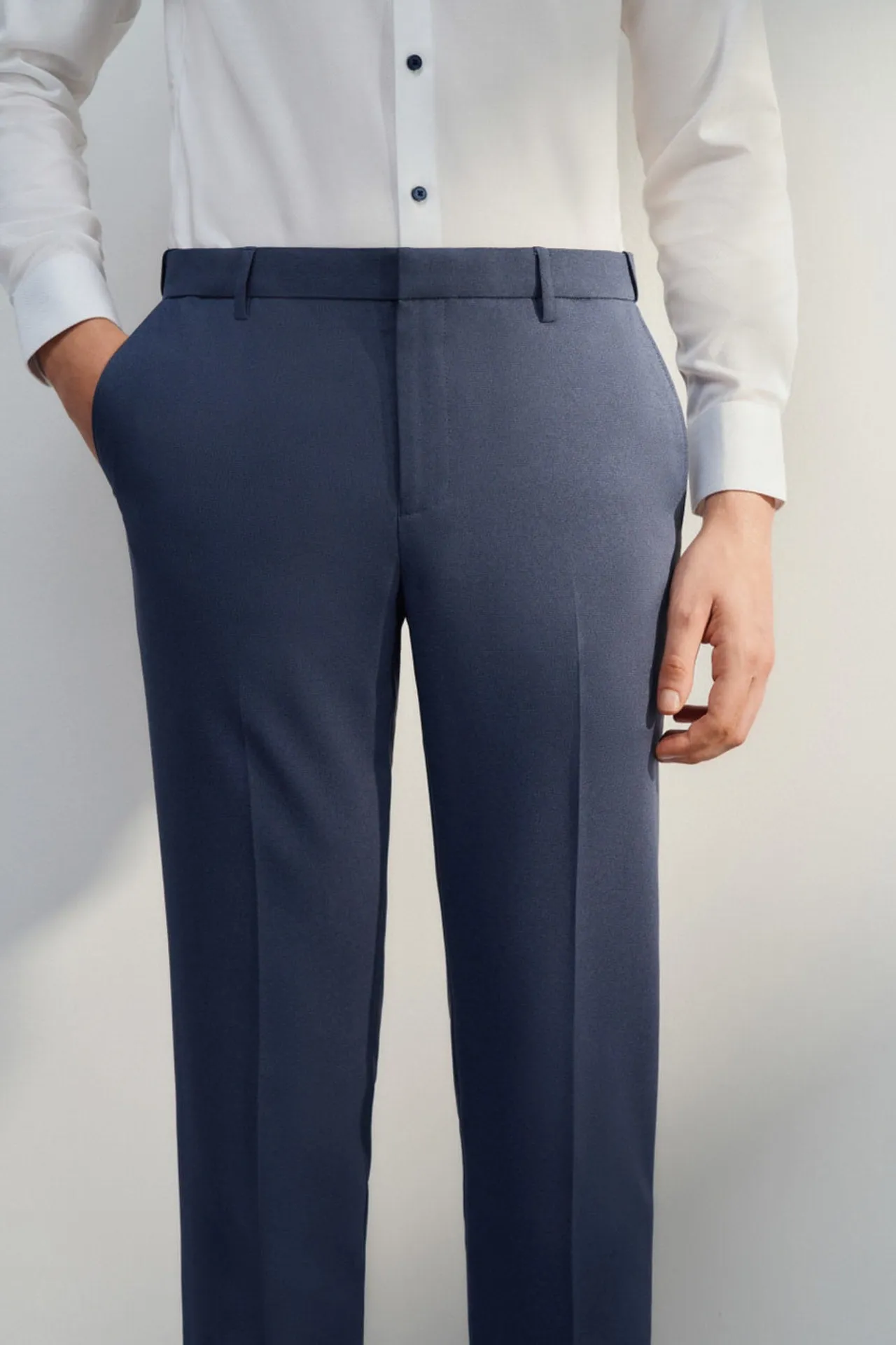 Teflon Smart Fit Twill Suit Pants with Elastic Waist Band