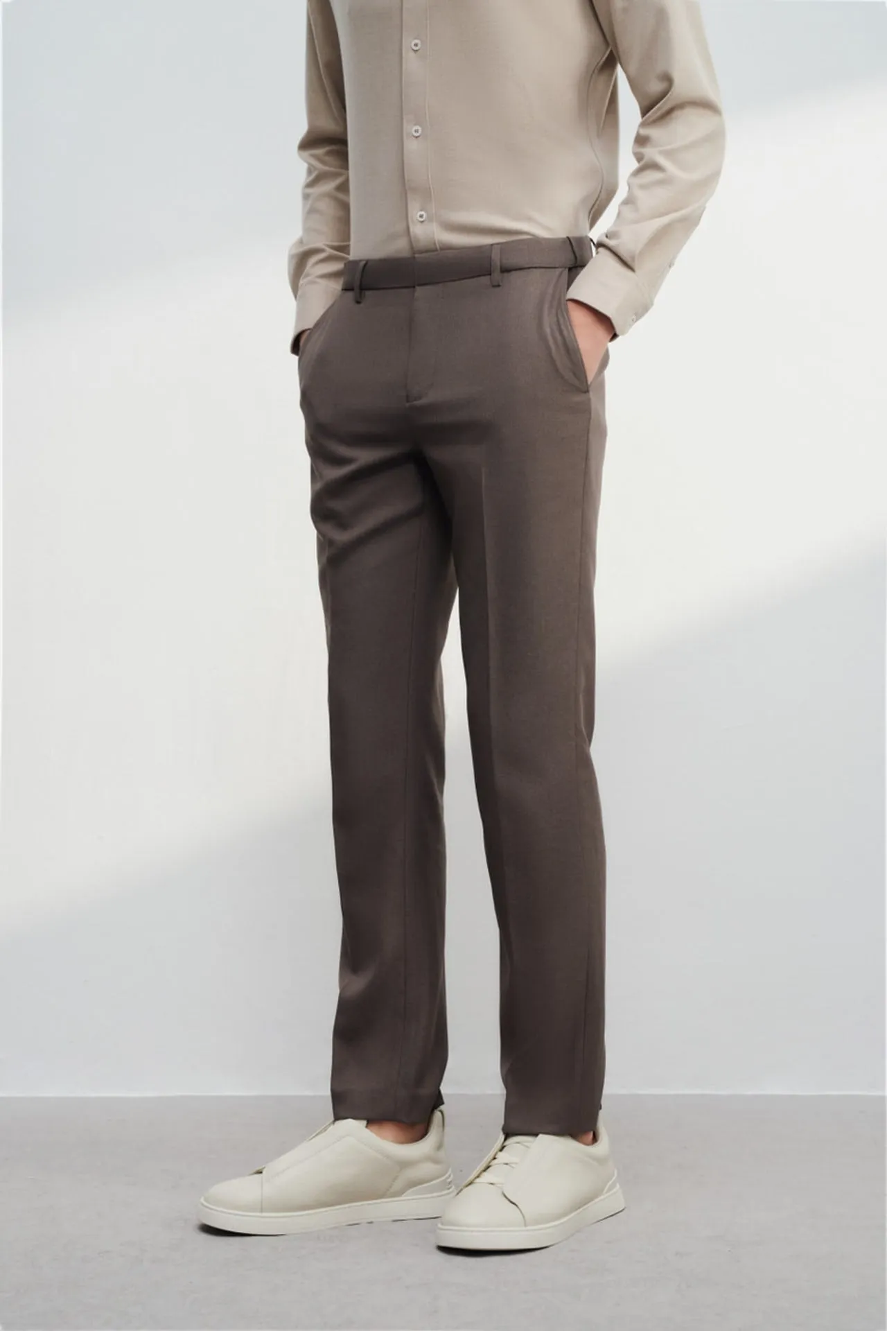 Teflon Smart Fit Twill Suit Pants with Elastic Waist Band