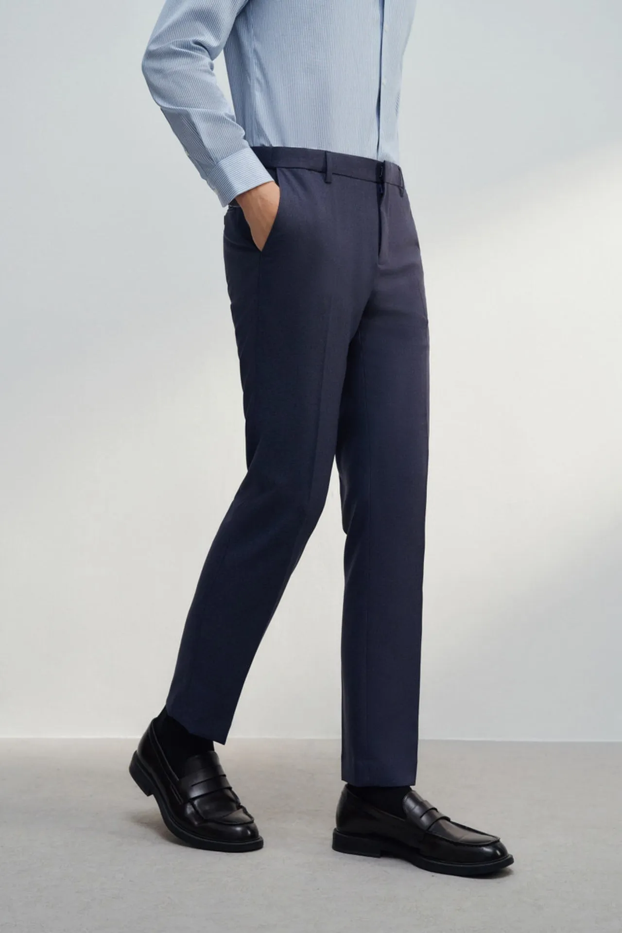 Teflon Smart Fit Twill Suit Pants with Elastic Waist Band