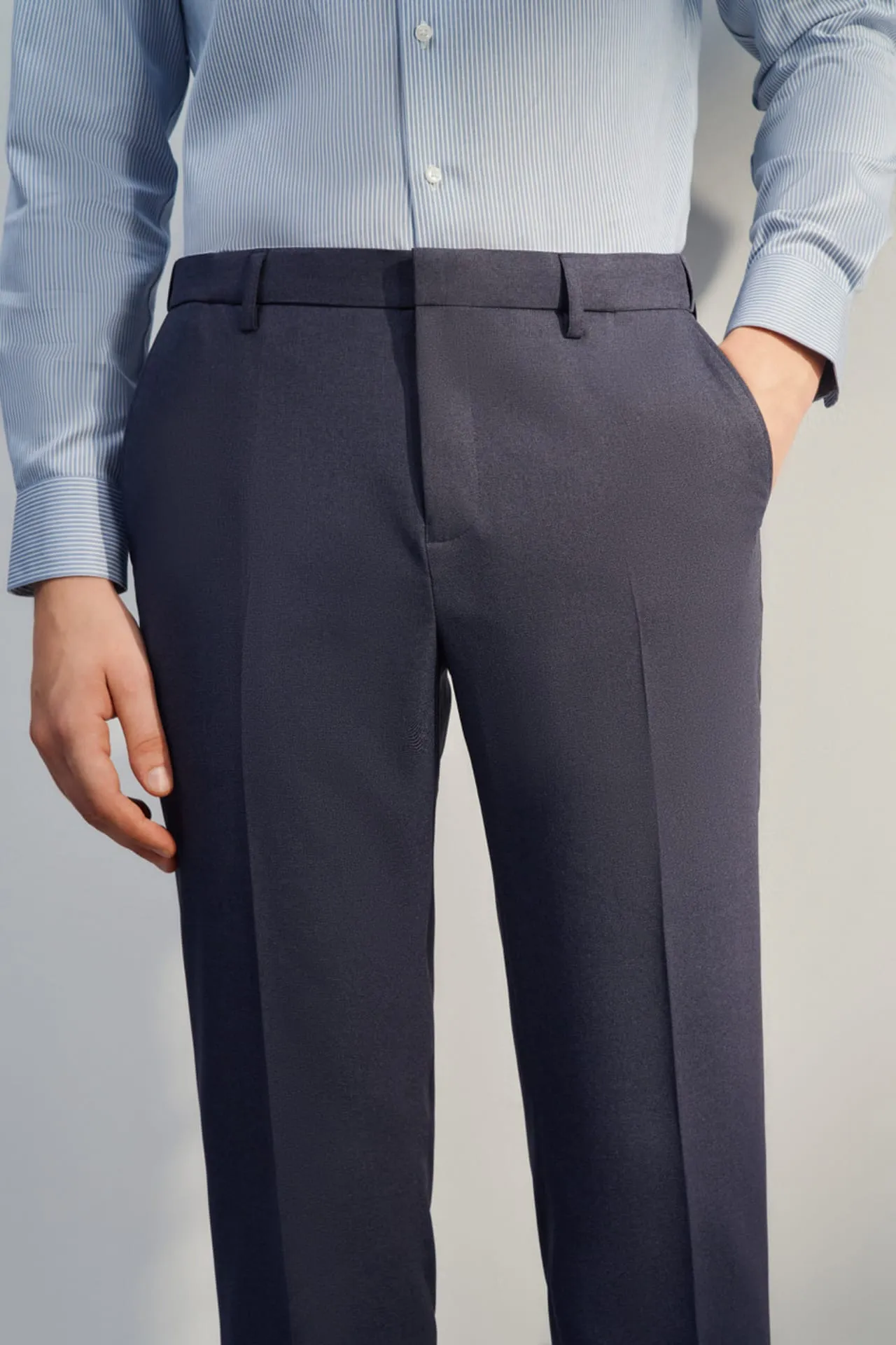 Teflon Smart Fit Twill Suit Pants with Elastic Waist Band