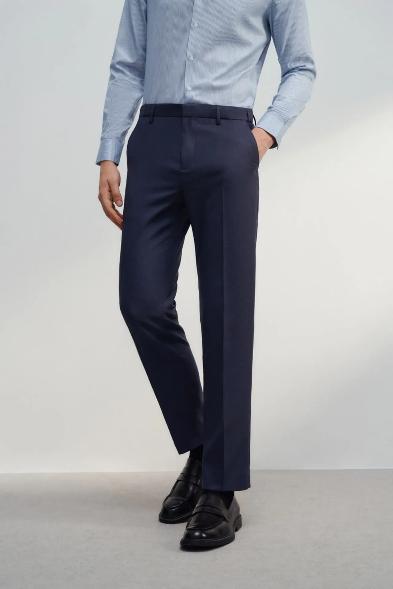 Teflon Smart Fit Twill Suit Pants with Elastic Waist Band