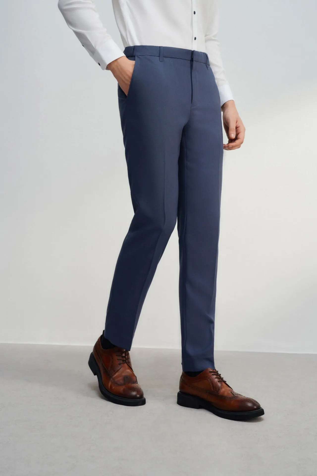 Teflon Smart Fit Twill Suit Pants with Elastic Waist Band