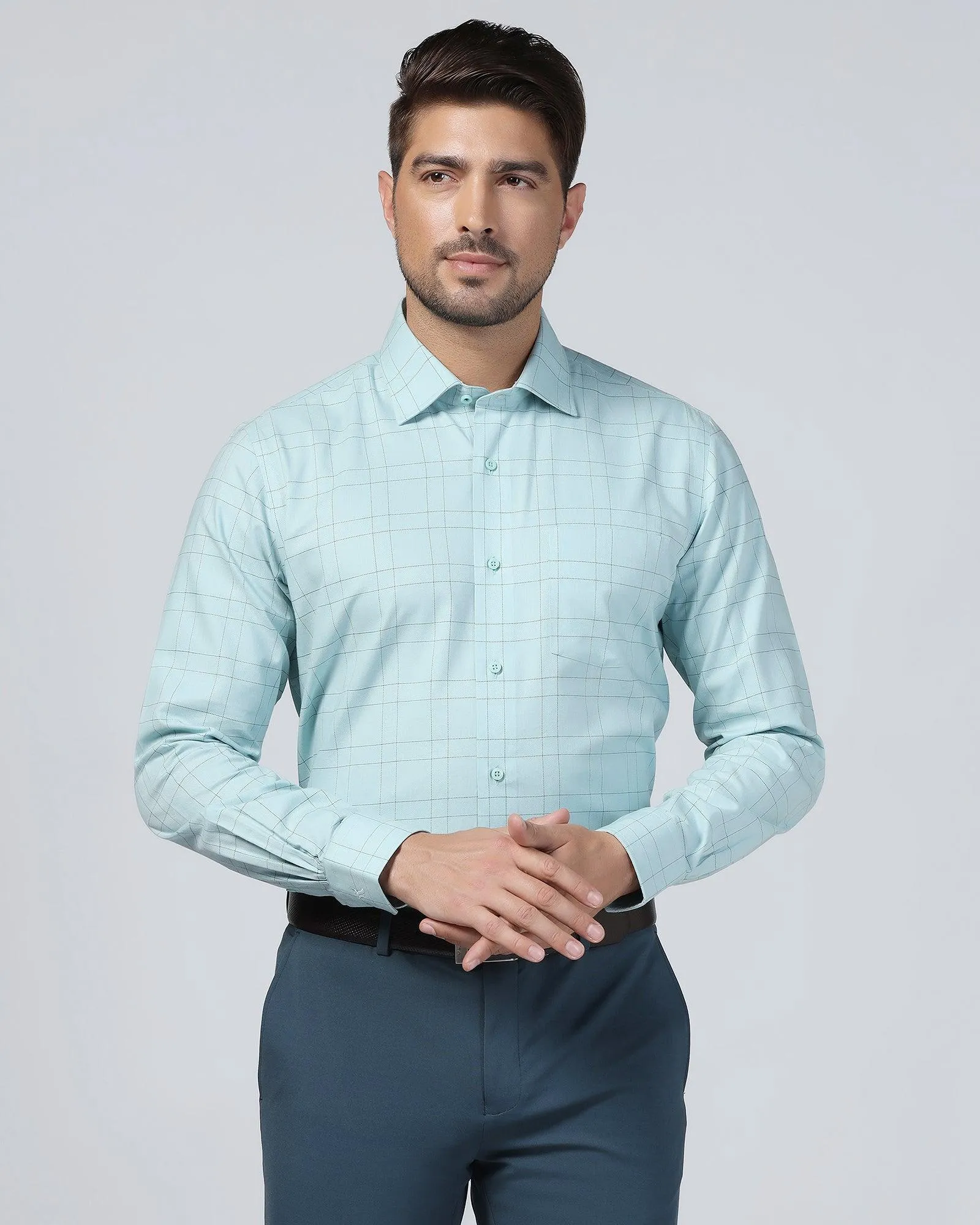 Temp Tech Formal Green Check Shirt - Marwin