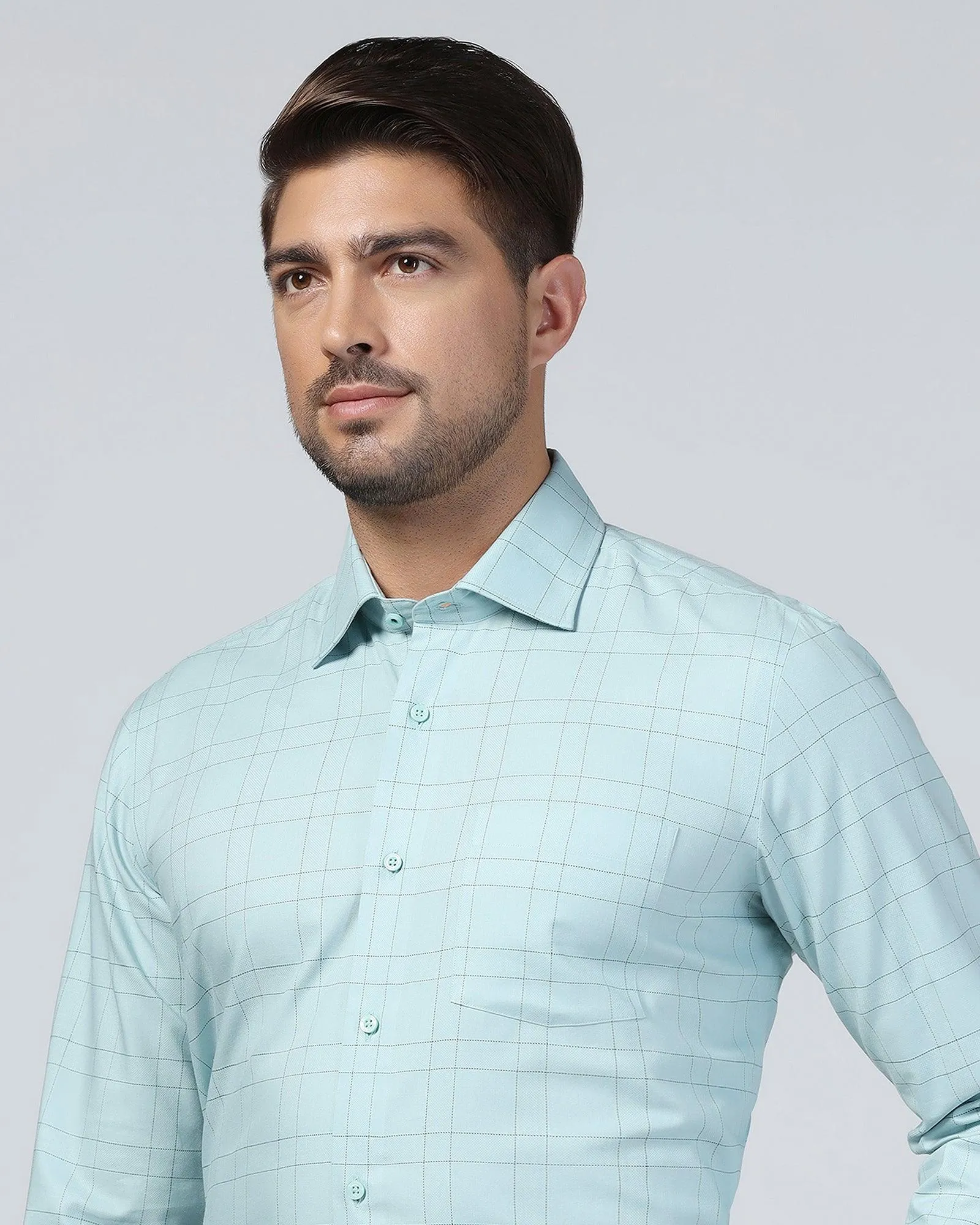 Temp Tech Formal Green Check Shirt - Marwin