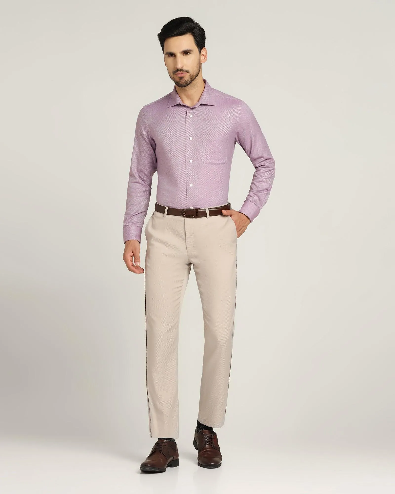 Temp Tech Formal Lilac Textured Shirt - Lavini