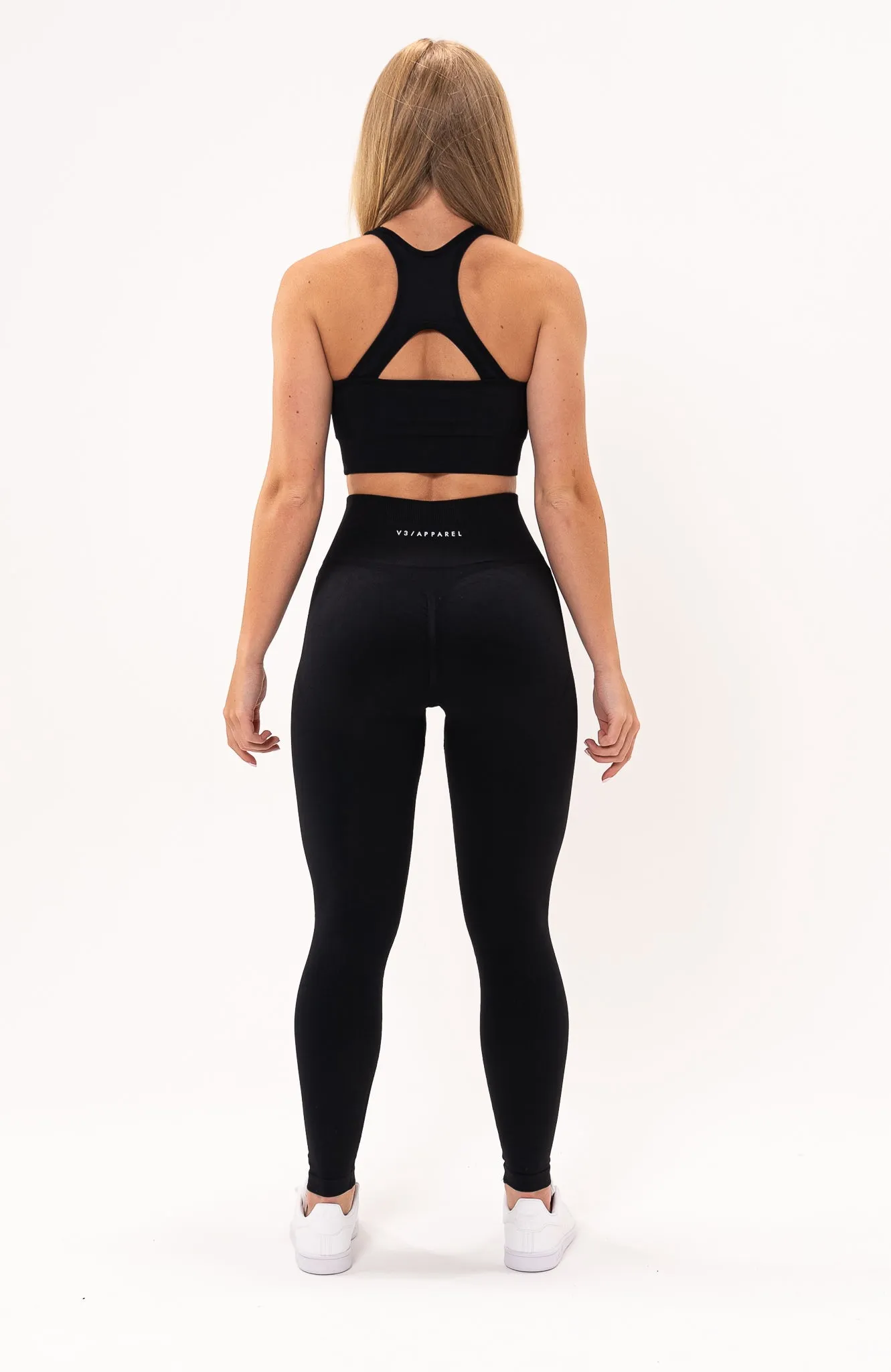 Tempo Seamless Scrunch Leggings & Sports Bra Set - Black