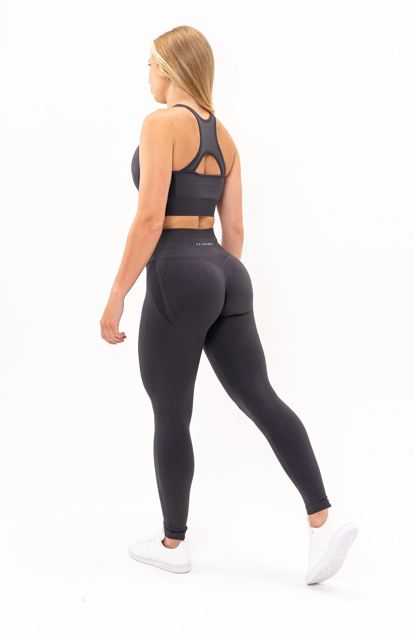 Tempo Seamless Scrunch Leggings & Sports Bra Set - Grey