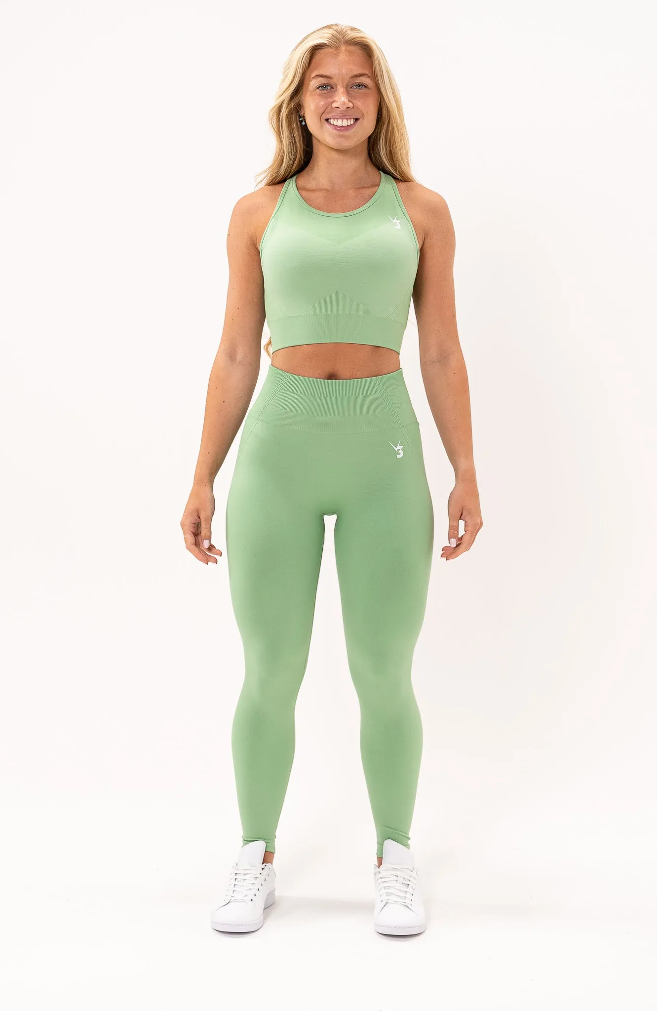 Tempo Seamless Scrunch Leggings & Sports Bra Set - Mint