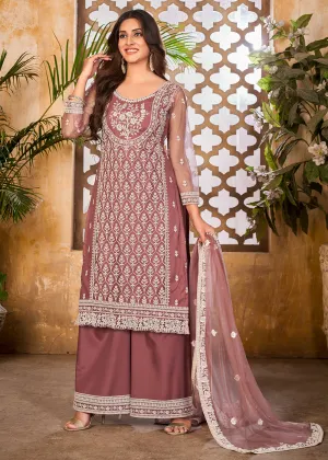 Tempting Pink Wedding Festive Pakistani Style Palazzo Suit